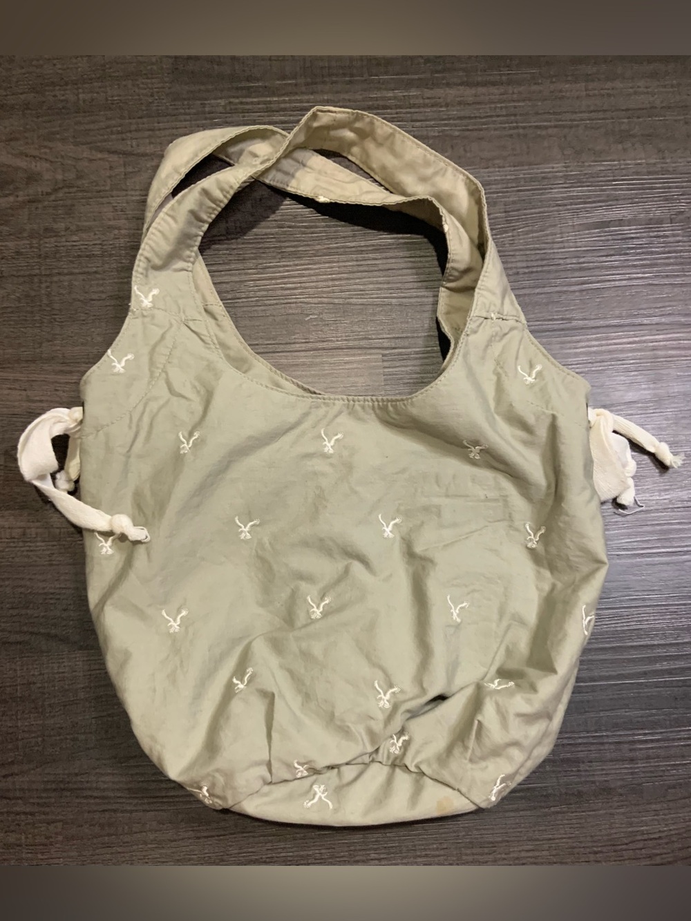 American Eagle Outfitters Light Sage Embroidered Shoulder Bag